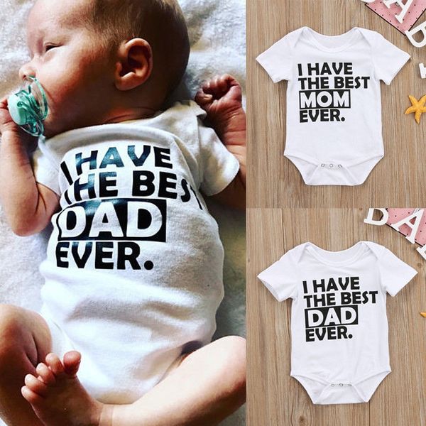 Newborn Baby Romper with a Graphic Tee Featuring 'I Have the Most Amazing Dad Ever' or 'I Have the Best Mom Eve