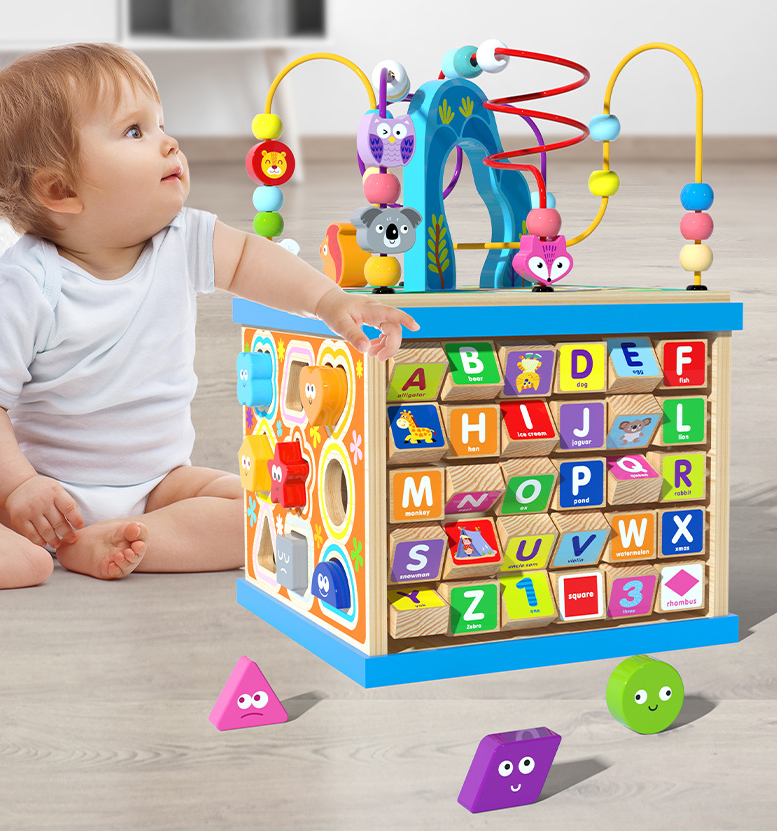 Wooden Alphabet, Number, and Shapes Educational Toy for Boys and Girls